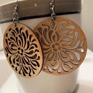 Wood flower earrings